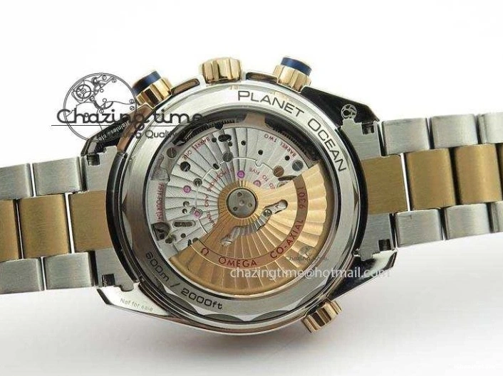 0320 FlexibleFit Seamaster Professional Chrono SS RG Blue Ceramic Blue Dial On SS RG Bracelet A 8211